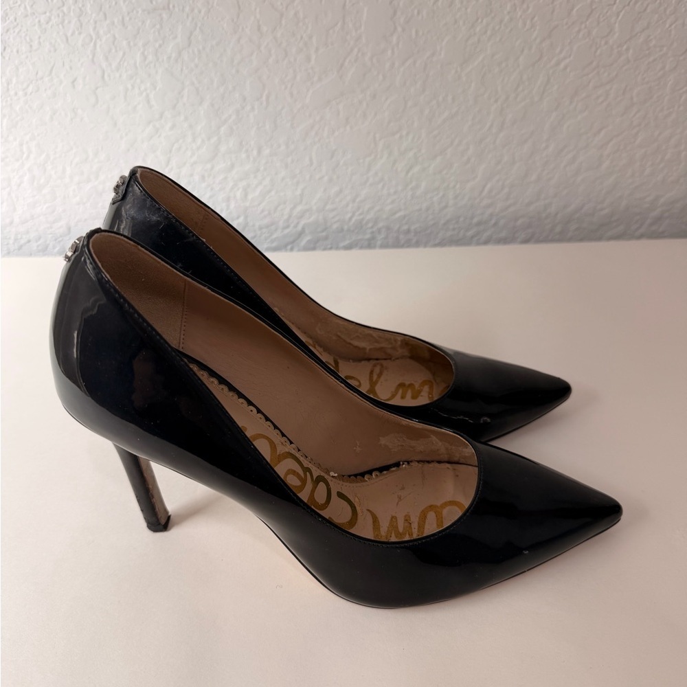 Sam Edelman Black Patent Pointed-Toe Pumps